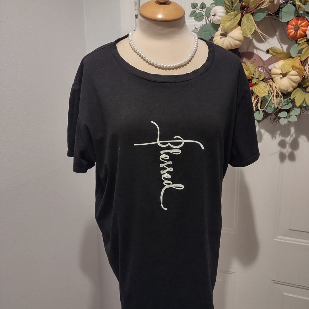 Shein 100% Cotton Blessed T Shirt XL - Picture 1 of 6
